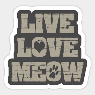 Live Love Meow Cute Funny Cat Sticker